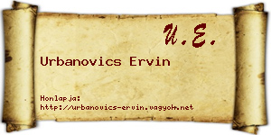 Urbanovics Ervin névjegykártya