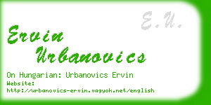 ervin urbanovics business card